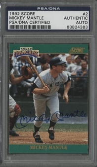 1992 Score "The Franchise" Signed #2 Mickey Mantle - PSA/DNA Authentic